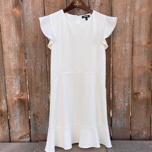 EXPRESS Women’s White Short Sleeve Knee Length Ruffle Dress Size XS